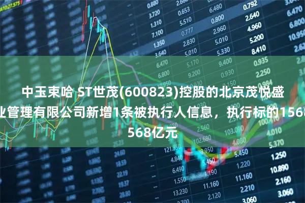 中玉束哈 ST世茂(600823)控股的北京茂悦盛欣企业管理有限公司新增1条被执行人信息，执行标的1568亿元
